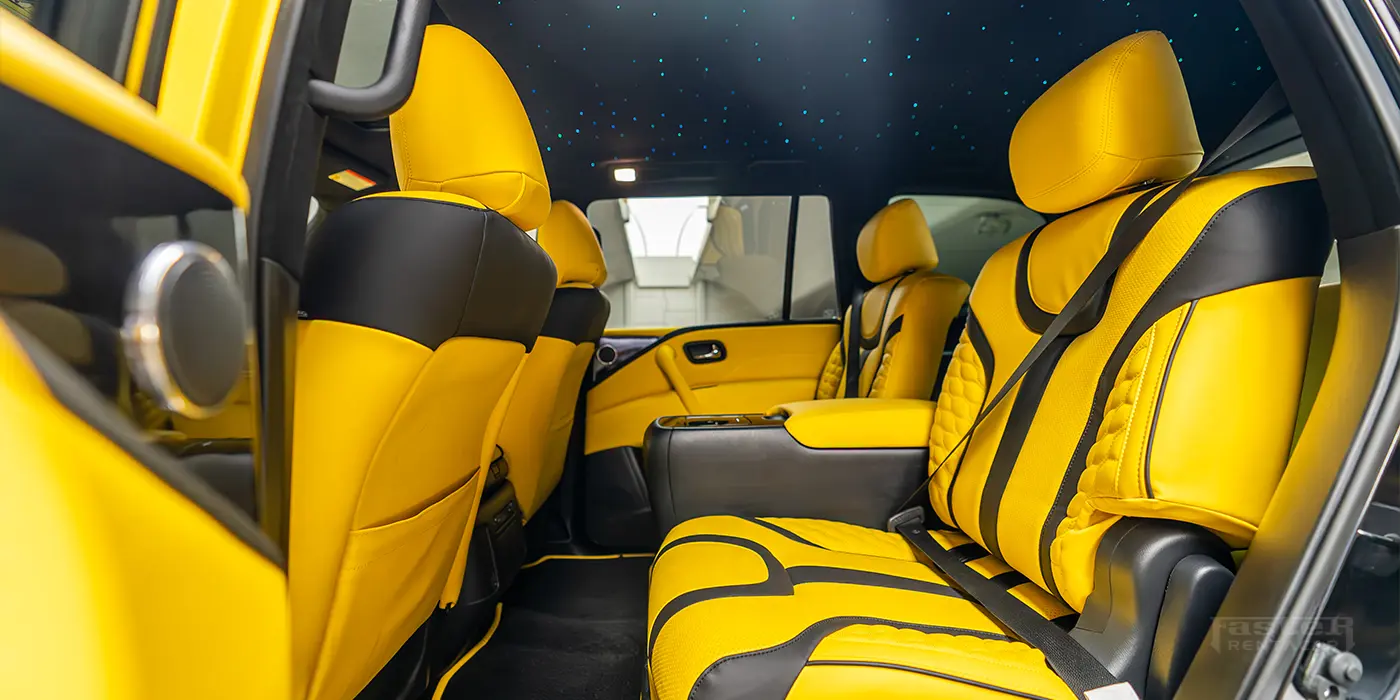 Infiniti Qx80 Yellow and Black Modified Interior Back Seats